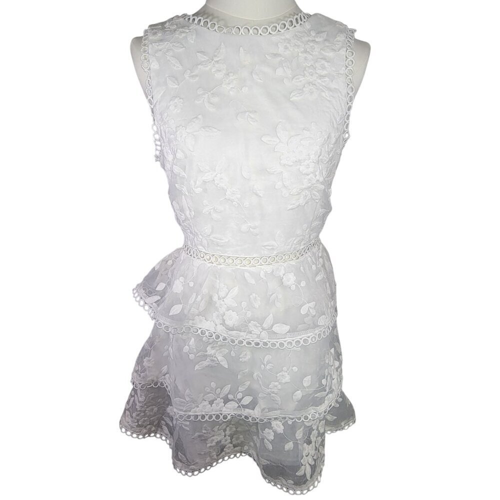 Lulus White Look So Sweet White Embroidered Lace Mini Dress Size S